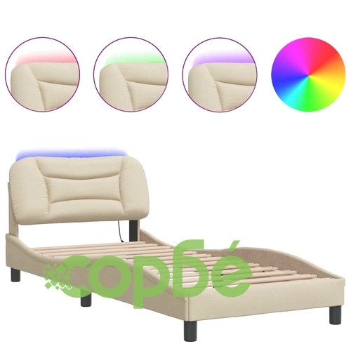 Рамка за легло с LED без матрак Cream 80x200 cm Fabric ➤ топ цена ➤ sorbe.bg