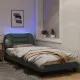 Рамка за легло с LED осветление, светлосива, 90x190 см, плат