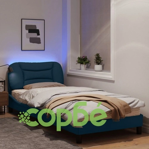 Рамка за легло с LED осветление, синя, 90x190 см, плат ➤ топ цена ➤ sorbe.bg