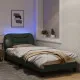 Рамка за легло с LED осветление, тъмносива, 90x200 см, плат