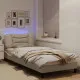 Рамка за легло с LED осветление, кремава, 90x200 см, плат