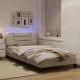Рамка за легло с LED осветление, кремава, 100x200 см плат