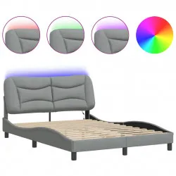 Рамка за легло с LED осветление, светлосива, 120x200 см, плат