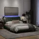 Рамка за легло с LED осветление, тъмносива, 120x200 см, плат