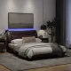 Рамка за легло с LED осветление, тъмнокафява, 120x200 см, плат