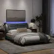 Рамка за легло с LED осветление, светлосива, 140x190 см, плат