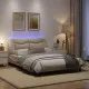Рамка за легло с LED осветление, кремава, 140x190 см плат
