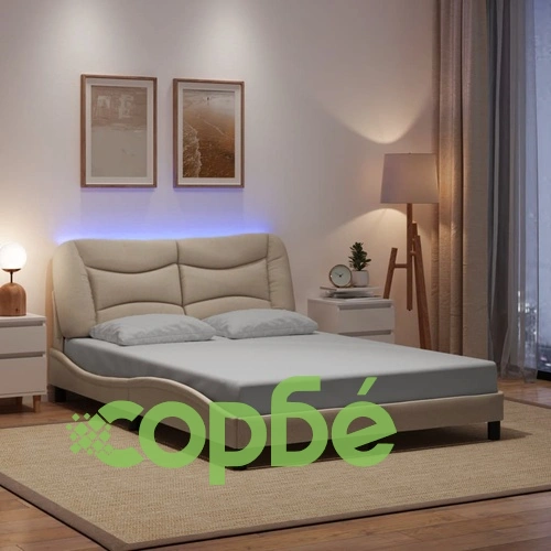 Рамка за легло с LED без матрак Cream 140x190 cm Fabric ➤ топ цена ➤ sorbe.bg