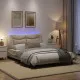 Рамка за легло с LED осветление, кремава, 140x200 см плат