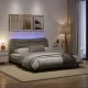 Рамка за легло с LED осветление, таупе, 160x200 см, плат