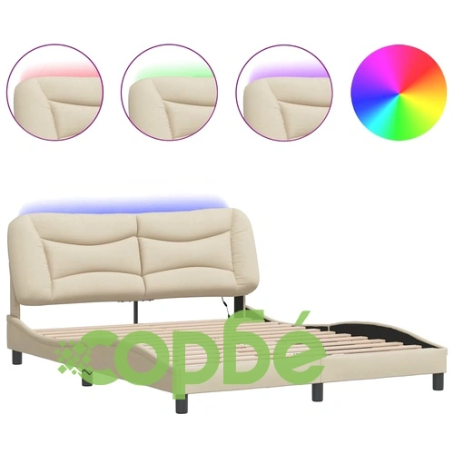 Рамка за легло с LED без матрак Cream 160x200 cm Fabric ➤ топ цена ➤ sorbe.bg