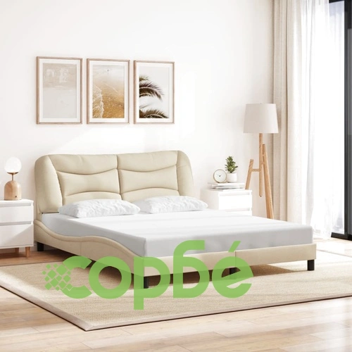 Рамка за легло с LED без матрак Cream 160x200 cm Fabric ➤ топ цена ➤ sorbe.bg