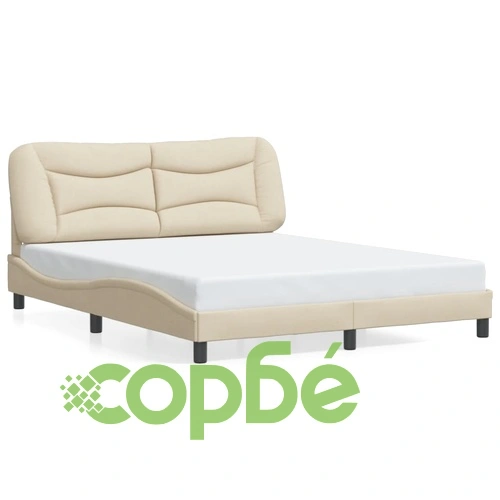 Рамка за легло с LED без матрак Cream 160x200 cm Fabric ➤ топ цена ➤ sorbe.bg