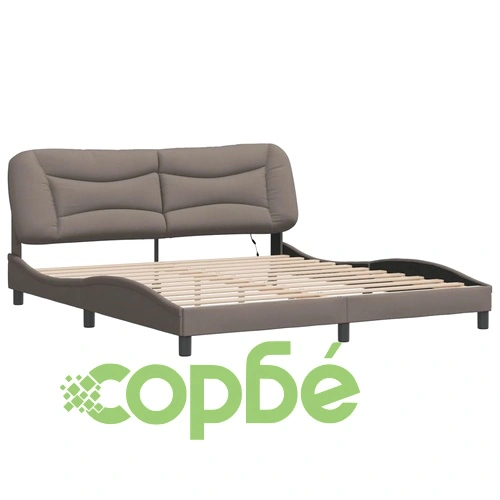 Рамка за легло със светодиод без матрак Taupe 180x200 cm Fabric ➤ топ цена ➤ sorbe.bg