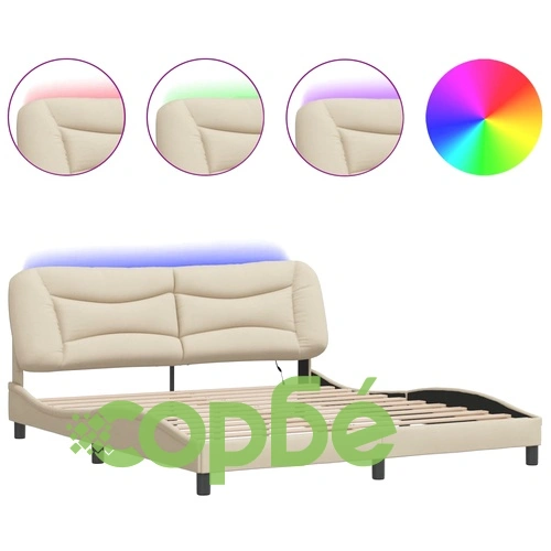 Рамка за легло с LED без матрак Cream 180x200 cm Fabric ➤ топ цена ➤ sorbe.bg