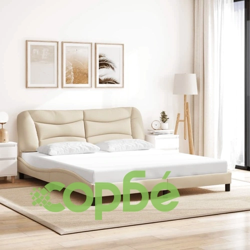 Рамка за легло с LED без матрак Cream 180x200 cm Fabric ➤ топ цена ➤ sorbe.bg