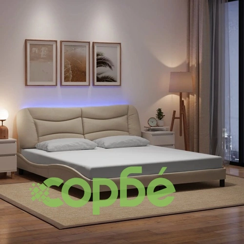 Рамка за легло с LED без матрак Cream 180x200 cm Fabric ➤ топ цена ➤ sorbe.bg