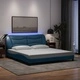 Рамка за легло със светодиод без матрак, синя, 180x200 см, плат