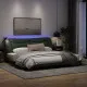 Рамка за легло с LED осветление, тъмносива, 200x200 см, плат