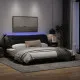 Рамка за легло с LED осветление, черна, 200x200 см, плат