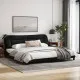 Рамка за легло с LED осветление, черна, 200x200 см, плат
