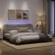 Рамка за легло с LED осветление, таупе, 200x200 см, плат