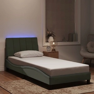 Рамка за легло с LED осветление, светлосива, 80x200 см, кадифе