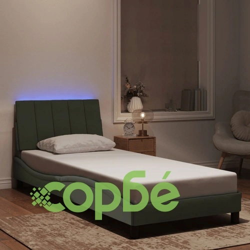 Рамка за легло с LED осветление, светлосива, 80x200 см, кадифе ➤ топ цена ➤ sorbe.bg
