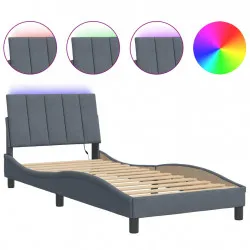 Рамка за легло с LED осветление, тъмносива, 80x200 см, кадифе