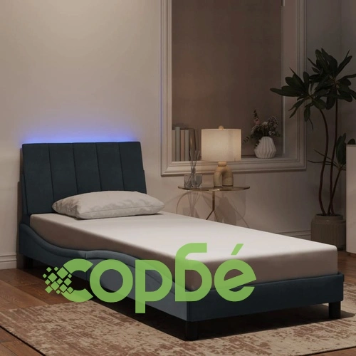 Рамка за легло с LED осветление, тъмносива, 80x200 см, кадифе ➤ топ цена ➤ sorbe.bg
