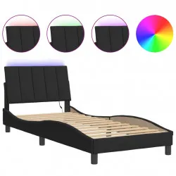 Рамка за легло с LED осветление, черна, 80x200 см, кадифе