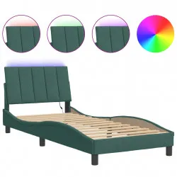 Рамка за легло с LED осветление, тъмнозелена, 80x200 см, кадифе