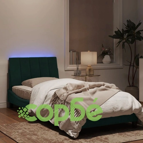 Рамка за легло с LED осветление, тъмнозелена, 80x200 см, кадифе ➤ топ цена ➤ sorbe.bg