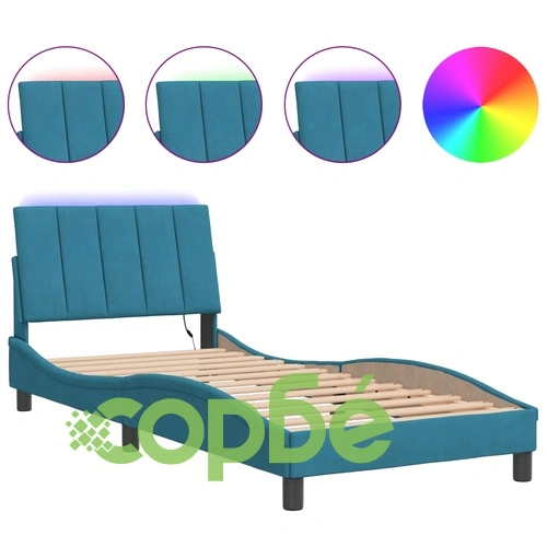 Рамка за легло с LED осветление, синя, 80x200 см, кадифе ➤ топ цена ➤ sorbe.bg