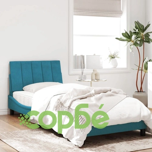 Рамка за легло с LED осветление, синя, 80x200 см, кадифе ➤ топ цена ➤ sorbe.bg