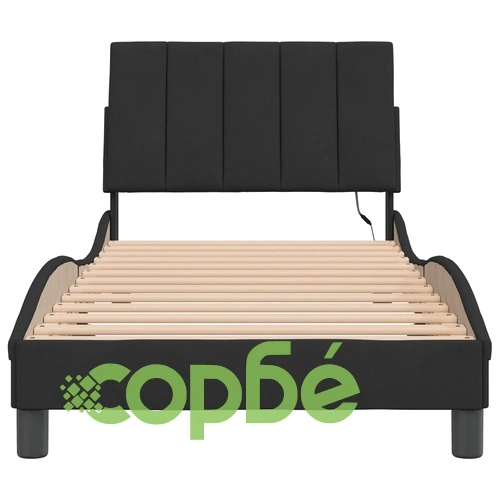 Рамка за легло с LED осветление, черна, 90x190 см, кадифе ➤ топ цена ➤ sorbe.bg