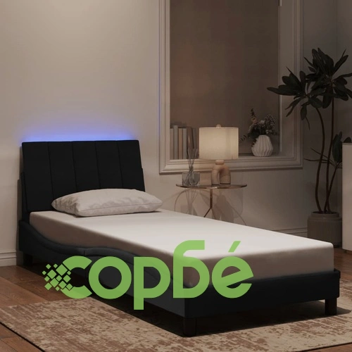 Рамка за легло с LED осветление, черна, 90x190 см, кадифе ➤ топ цена ➤ sorbe.bg