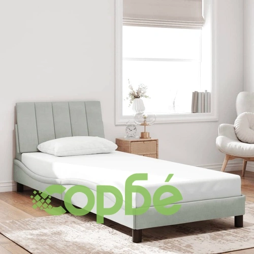 Рамка за легло с LED осветление, светлосива, 90x200 см, кадифе ➤ топ цена ➤ sorbe.bg