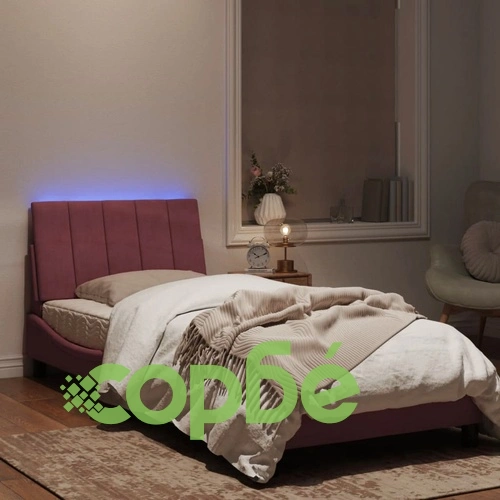 Рамка за легло с LED осветление, розова, 90x200 см, кадифе ➤ топ цена ➤ sorbe.bg