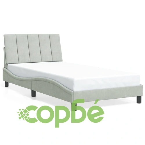 Рамка за легло с LED осветление, светлосива, 100x200 см, кадифе ➤ топ цена ➤ sorbe.bg