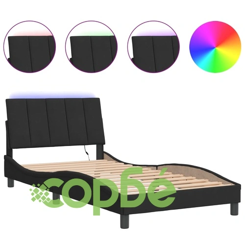 Рамка за легло с LED осветление, черна, 100x200 см, кадифе ➤ топ цена ➤ sorbe.bg