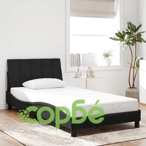 Рамка за легло с LED осветление, черна, 100x200 см, кадифе ➤ топ цена ➤ sorbe.bg