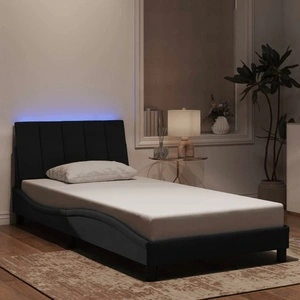 Рамка за легло с LED осветление, черна, 100x200 см, кадифе