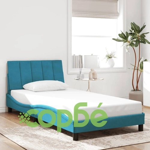 Рамка за легло с LED осветление, синя, 100x200 см, кадифе ➤ топ цена ➤ sorbe.bg