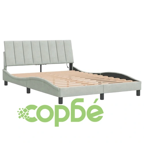 Рамка за легло с LED осветление, светлосива, 120x200 см, кадифе ➤ топ цена ➤ sorbe.bg