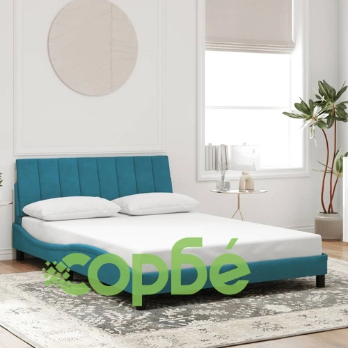 Рамка за легло с LED осветление, синя, 120x200 см, кадифе ➤ топ цена ➤ sorbe.bg