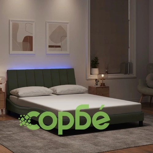 Рамка за легло с LED осветление, светлосива, 140x190 см, кадифе ➤ топ цена ➤ sorbe.bg
