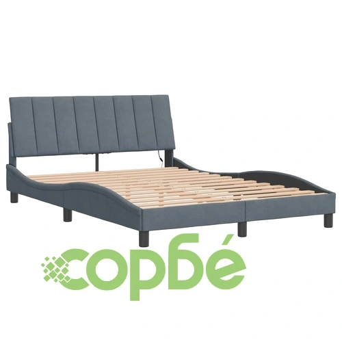 Рамка за легло с LED осветление, тъмносива, 140x190 см, кадифе ➤ топ цена ➤ sorbe.bg