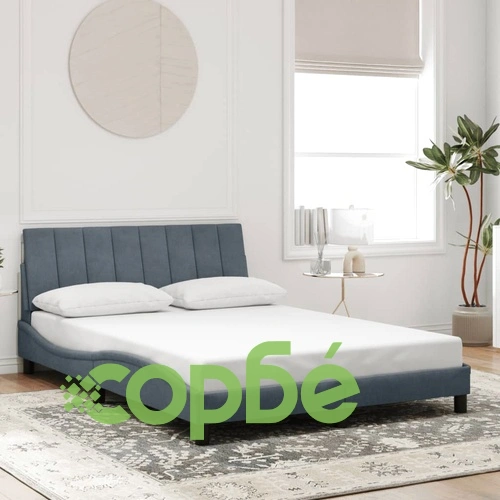 Рамка за легло с LED осветление, тъмносива, 140x190 см, кадифе ➤ топ цена ➤ sorbe.bg