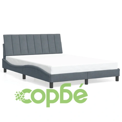 Рамка за легло с LED осветление, тъмносива, 140x190 см, кадифе ➤ топ цена ➤ sorbe.bg